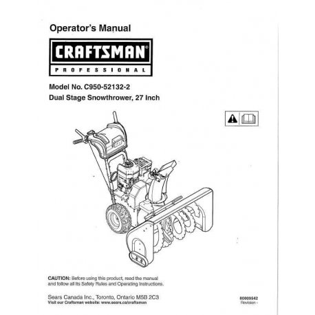 Craftsman snowblower Parts Manual C950-52132-2