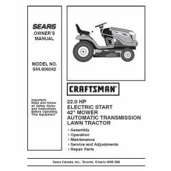 Manuel de pièces tracteur Craftsman 944.606042