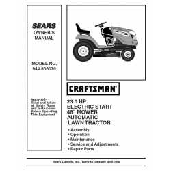 Manuel de pièces tracteur Craftsman 944.606070