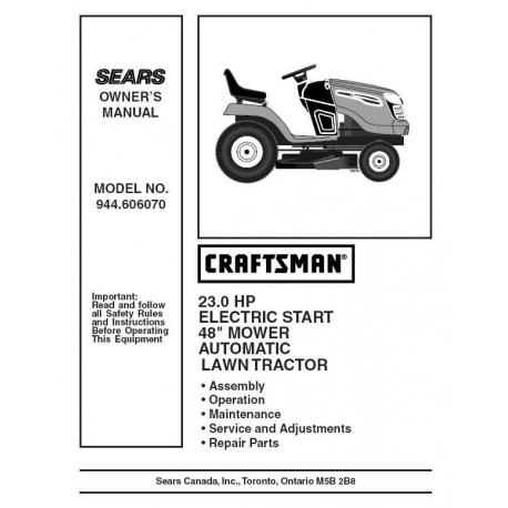 Manuel de pièces tracteur Craftsman 944.606070