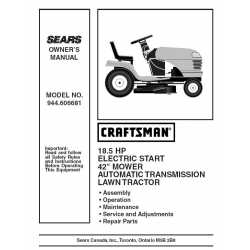 Craftsman Tractor Parts Manual 944.606681