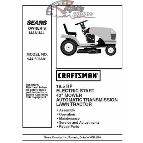Craftsman Tractor Parts Manual 944.606681