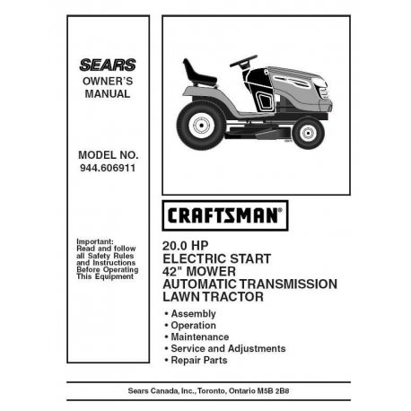 Craftsman Tractor Parts Manual 944.606911