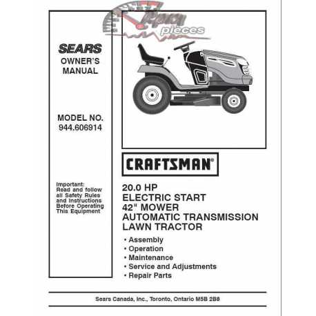 Craftsman Tractor Parts Manual 944.606914