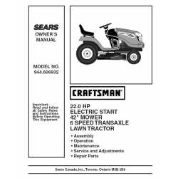 Craftsman Tractor Parts Manual 944.606932