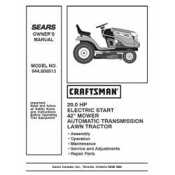 Craftsman Tractor Parts Manual 944.606913