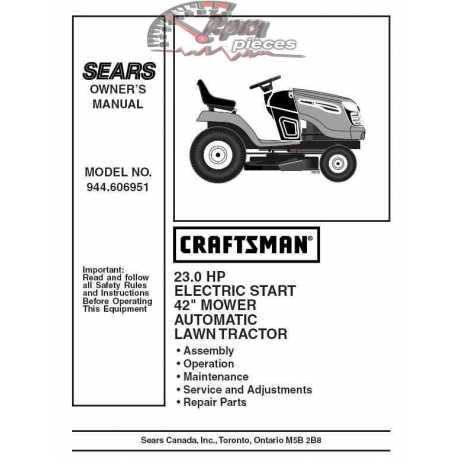 Craftsman Tractor Parts Manual 944.606951