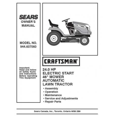 Craftsman Tractor Parts Manual 944.607060