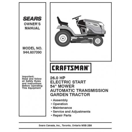 Craftsman Tractor Parts Manual 944.607090