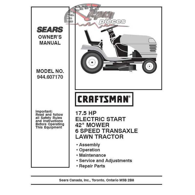 Craftsman Tractor Parts Manual 944.607170