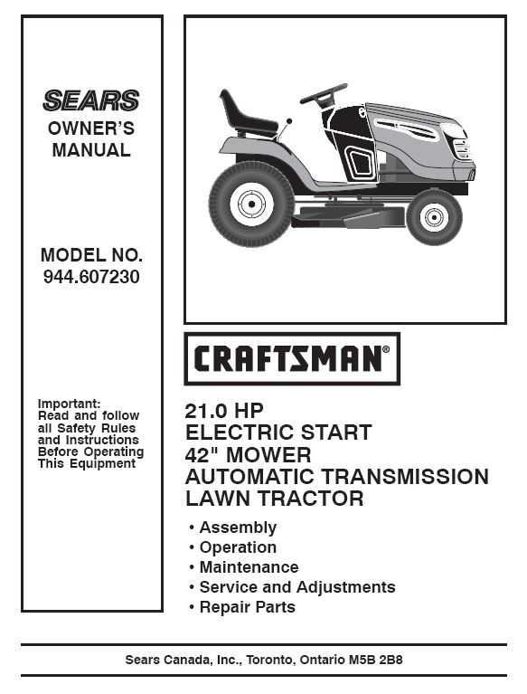 Craftsman Tractor Parts Manual 944.607230