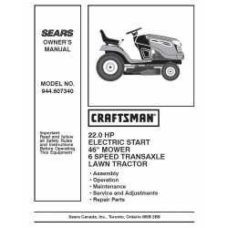 Manuel de pièces tracteur Craftsman 944.607340