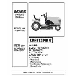 Manuel de pièces tracteur Craftsman 944.607550