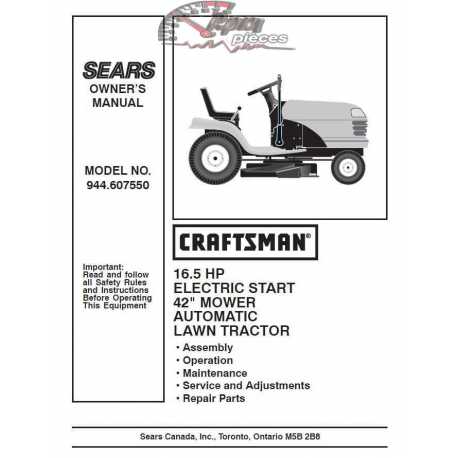 Manuel de pièces tracteur Craftsman 944.607550