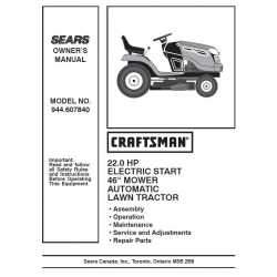 Craftsman Tractor Parts Manual 944.607840