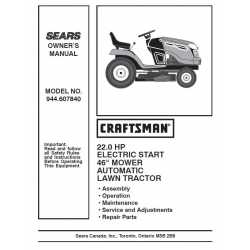 Manuel de pièces tracteur Craftsman 944.607840
