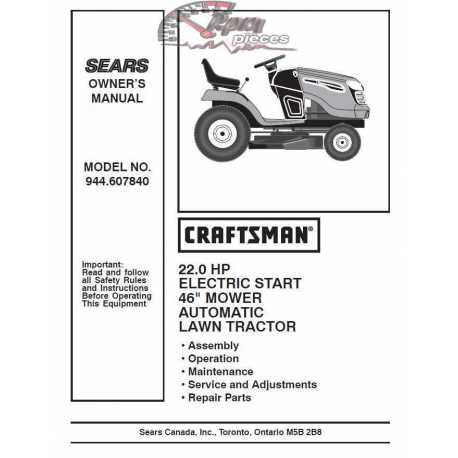 Craftsman Tractor Parts Manual 944.607840