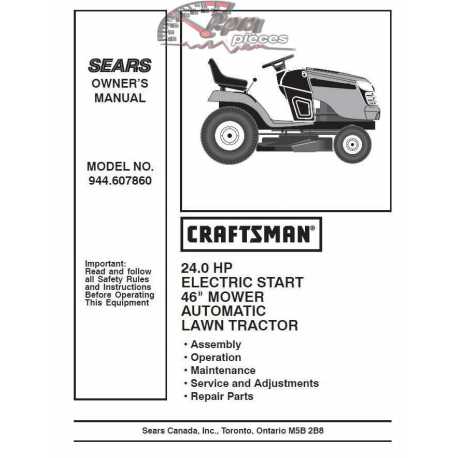 Craftsman Tractor Parts Manual 944.607860