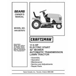 Manuel de pièces tracteur Craftsman 944.607870