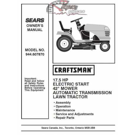 Manuel de pièces tracteur Craftsman 944.607870