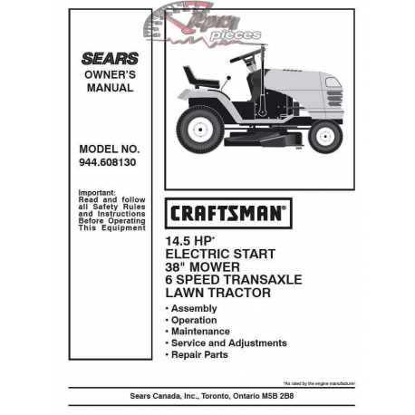 Manuel de pièces tracteur Craftsman 944.608130