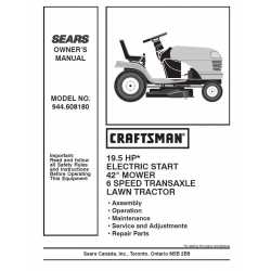 Craftsman Tractor Parts Manual 944.608180