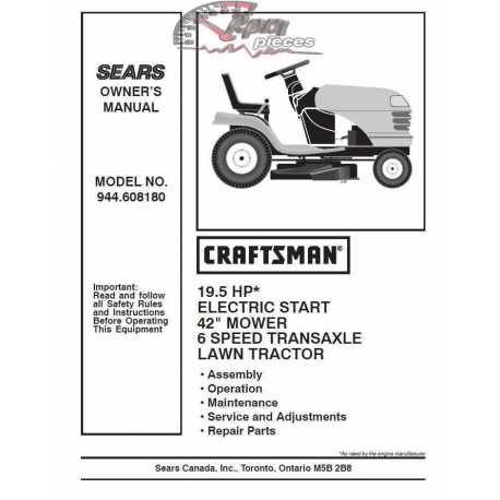 Craftsman Tractor Parts Manual 944.608180