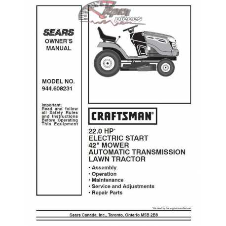 Craftsman Tractor Parts Manual 944.608231