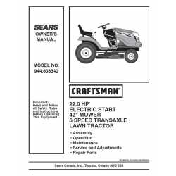 Craftsman Tractor Parts Manual 944.608340