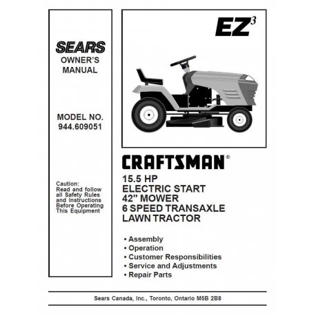 Craftsman Tractor Parts Manual 944.609051