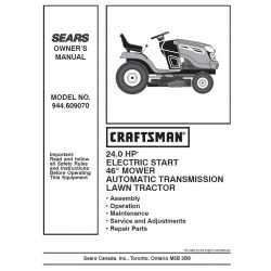 Manuel de pièces tracteur Craftsman 944.609070