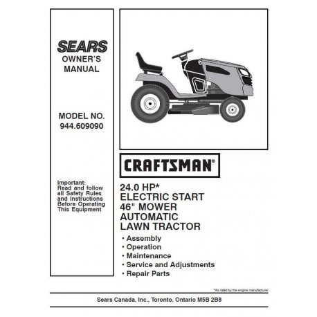 Craftsman Tractor Parts Manual 944.609090