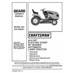Manuel de pièces tracteur Craftsman 944.609091