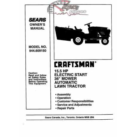 Craftsman Tractor Parts Manual 944.609150
