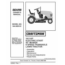 Craftsman Tractor Parts Manual 944.609161