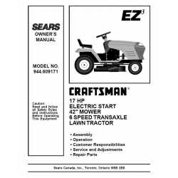 Manuel de pièces tracteur Craftsman 944.609171