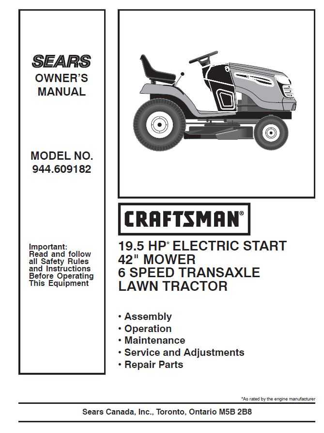 Craftsman Tractor Parts Manual 944 609182