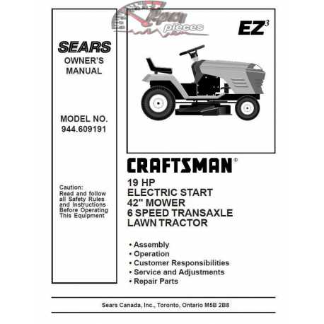 Craftsman Tractor Parts Manual 944.609191