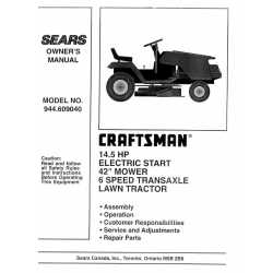 Manuel de pièces tracteur Craftsman 944.609040