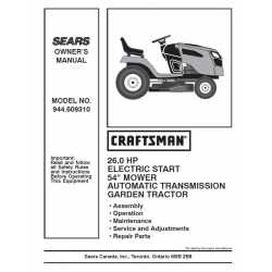Manuel de pièces tracteur Craftsman 944.609310