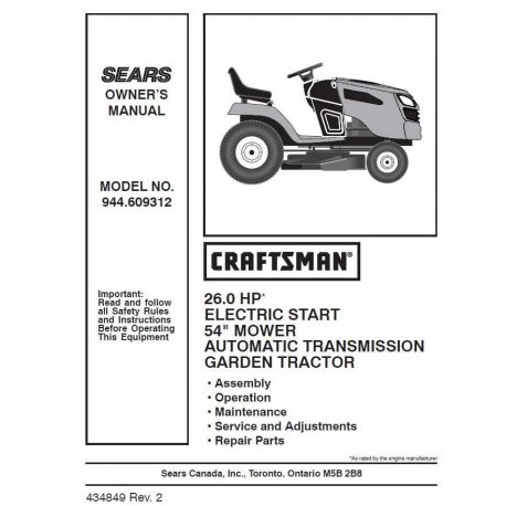 Craftsman Tractor Parts Manual 944.609312