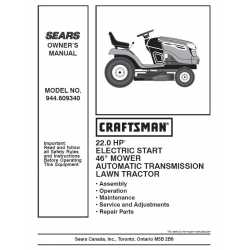 Craftsman Tractor Parts Manual 944.609340