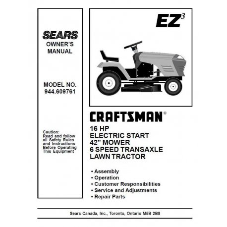 Craftsman Tractor Parts Manual 944.609761