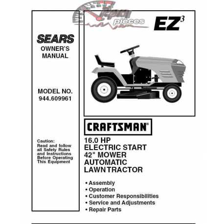 Craftsman Tractor Parts Manual 944.609961