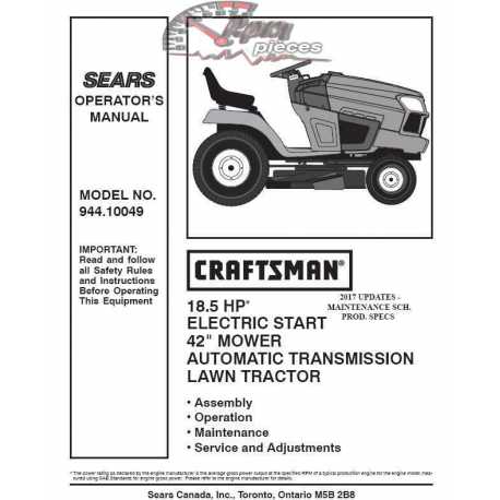 Craftsman Tractor Parts Manual 944.10049