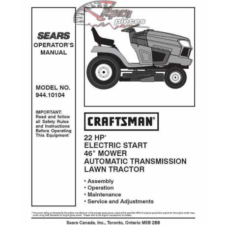 Craftsman Tractor Parts Manual 944.10104