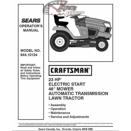 Craftsman Tractor Parts Manual 944.10134