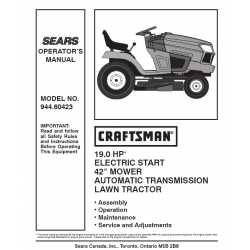 Manuel de pièces tracteur Craftsman 944.60423