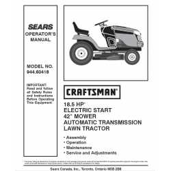 Manuel de pièces tracteur Craftsman 944.60418