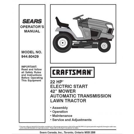 Craftsman Tractor Parts Manual 944.60429